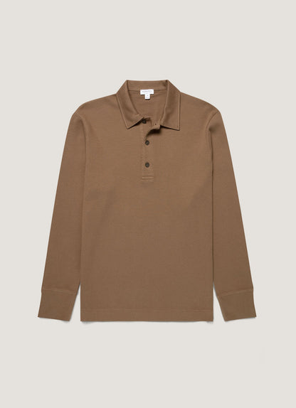Men's Long Sleeve Cellulock Polo Shirt in Dark Cedar
