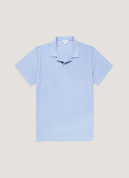 Mens Towelling Polo Shirt In Sky Mpol1574 Buwv