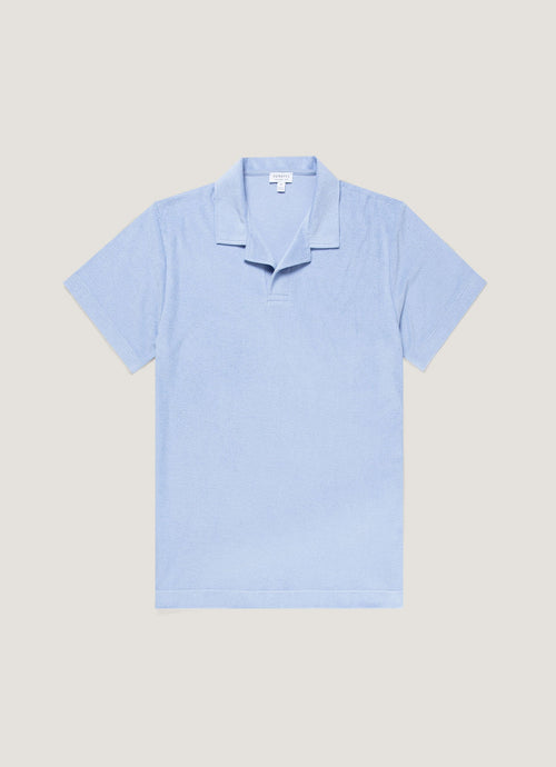 Mens Towelling Polo Shirt In Sky Mpol1574 Buwv