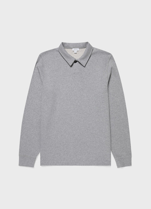 Mens Loopback Polo Sweatshirt In Grey Melange Mpol1587 Gyaa