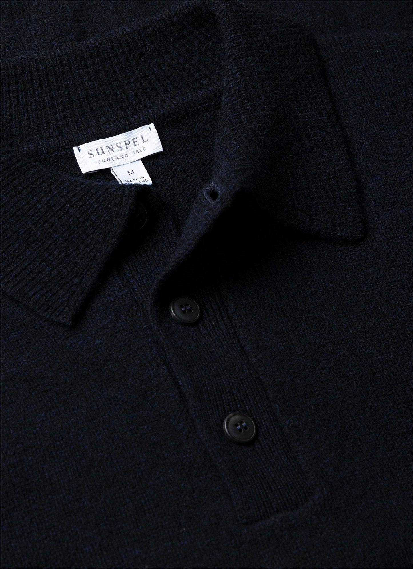 Mens Lambswool Polo Shirt In Dark Navy Mouline Mpol8188 Bufa
