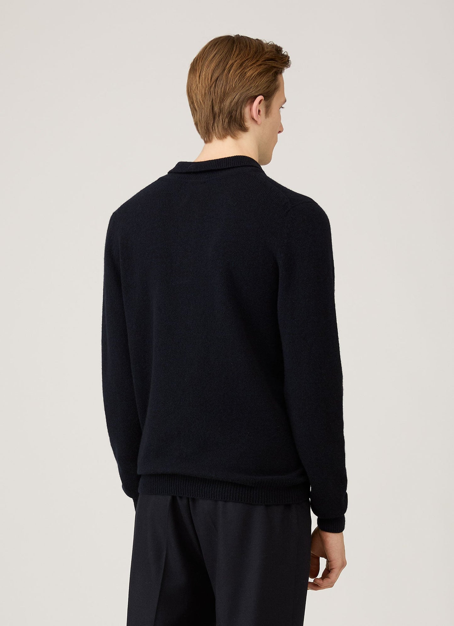 Mens Lambswool Polo Shirt In Dark Navy Mouline Mpol8188 Bufa