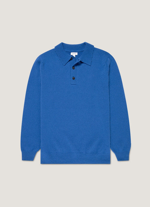 Mens Lambswool Polo Shirt In Cobalt Mpol8188 Buwp
