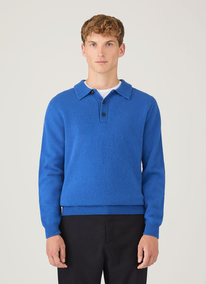 Mens Lambswool Polo Shirt In Cobalt Mpol8188 Buwp