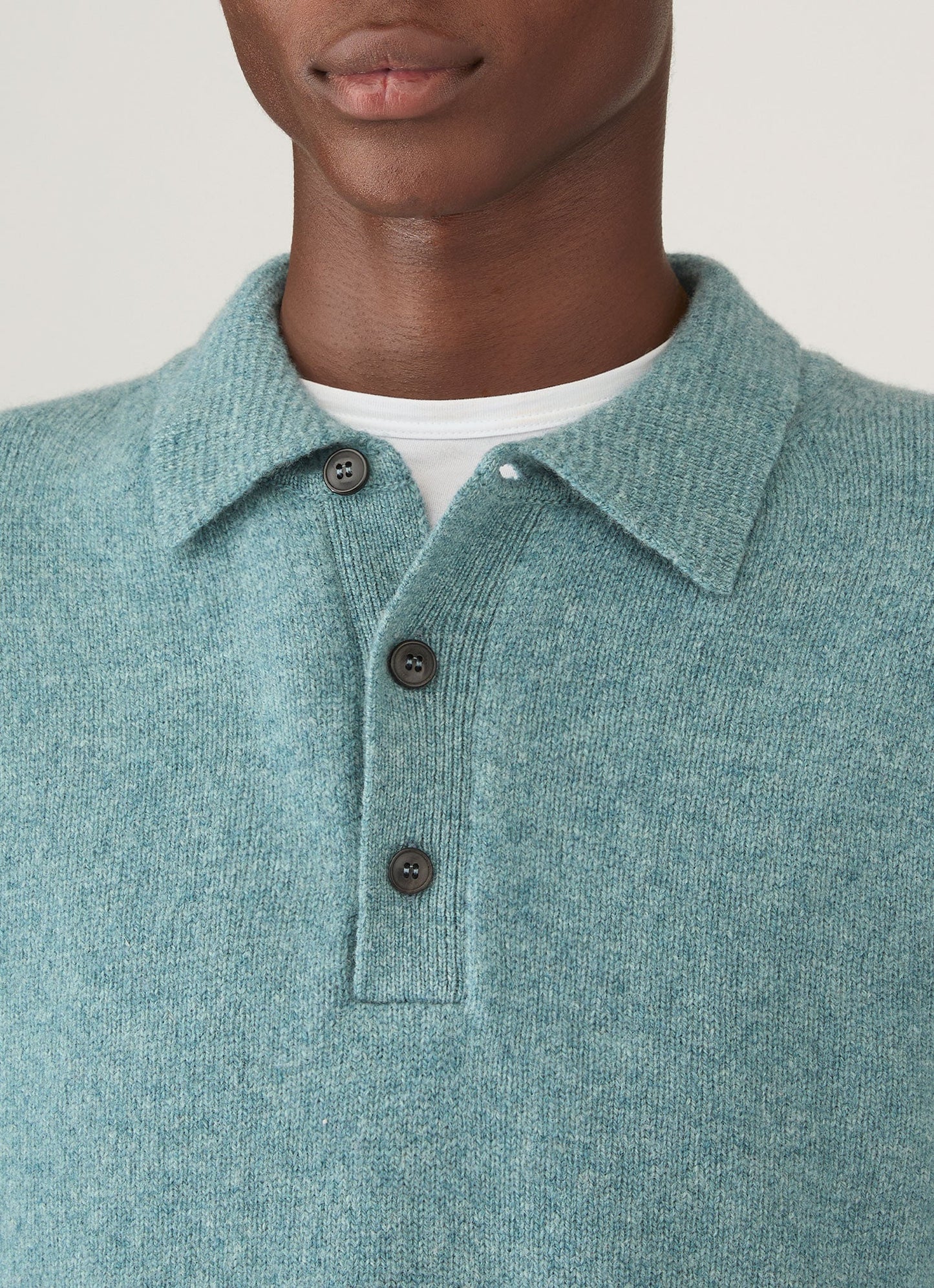 Mens Lambswool Polo Shirt In Steel Green Mpol8188 Gniu