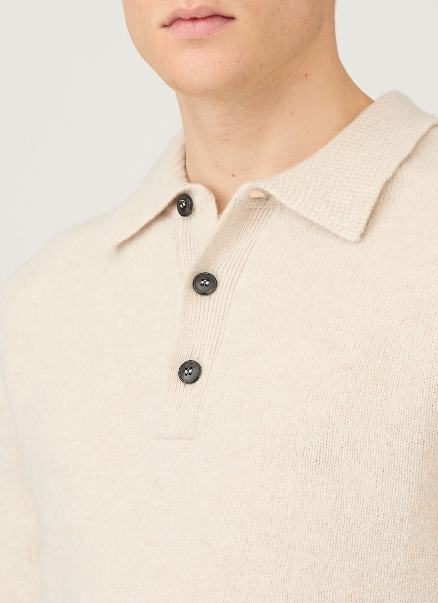 Mens Lambswool Polo Shirt In Oatmeal Melange Mpol8188 Whic