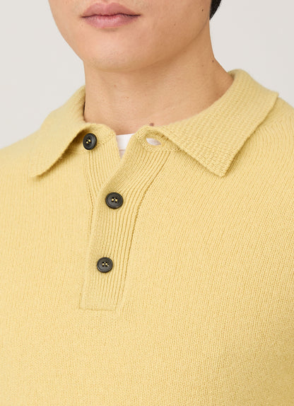 Mens Lambswool Polo Shirt In Dusty Yellow Mpol8188 Ylbf