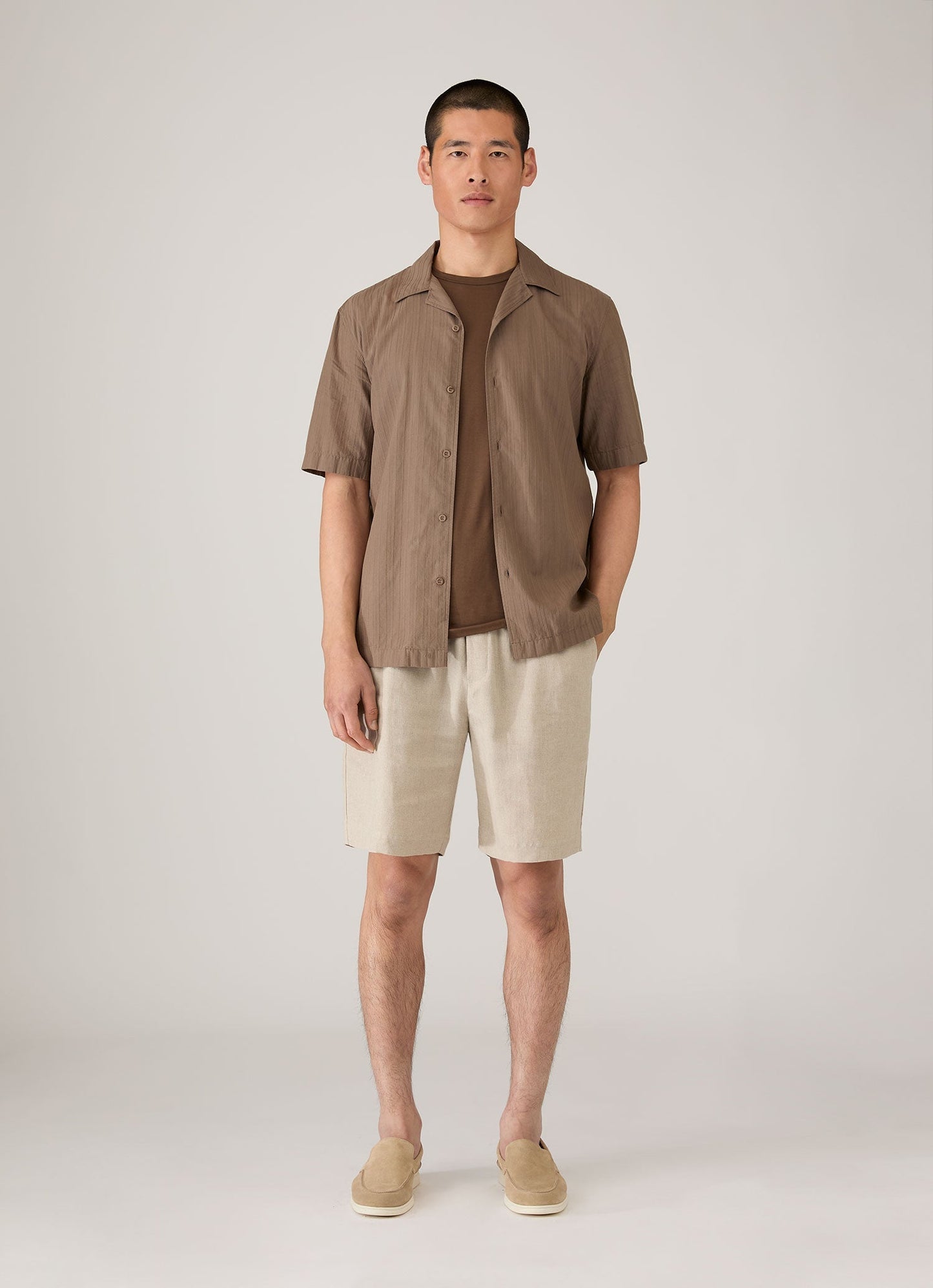 Mens Linen Drawstring Short In Sand Mshr3516 Brbd