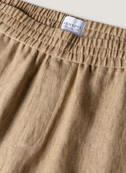 Mens Linen Drawstring Short In Dune Melange Mshr3516 Brga