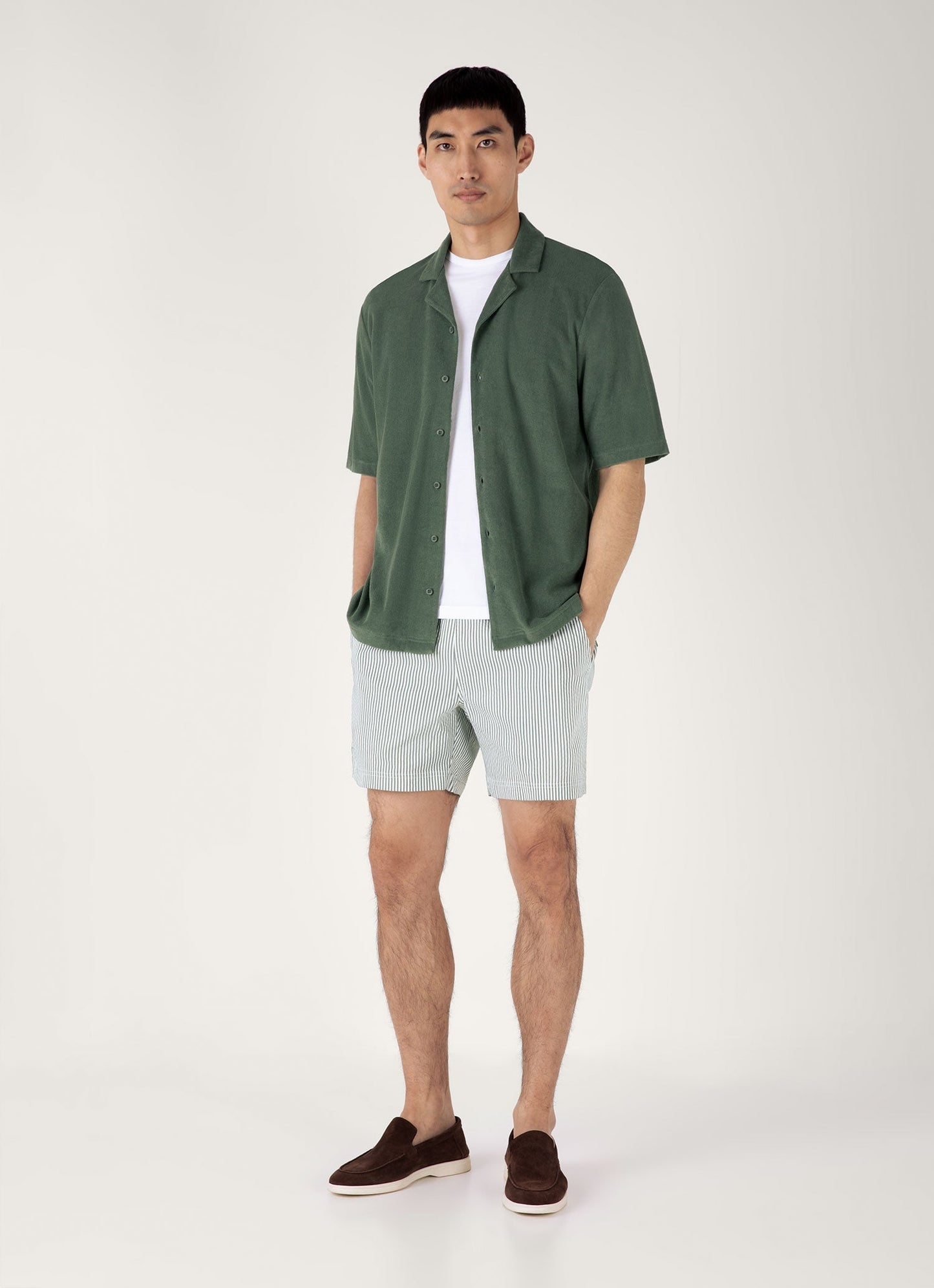 Mens Drawstring Swim Shorts In Dusk Green White Mshr3705S Stnq