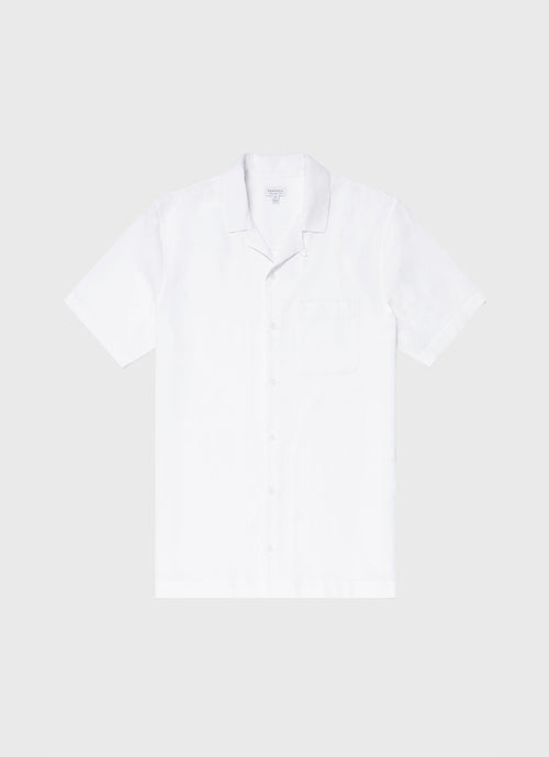 Mens Waffle Camp Collar Shirt In White Msht2064 Whaa