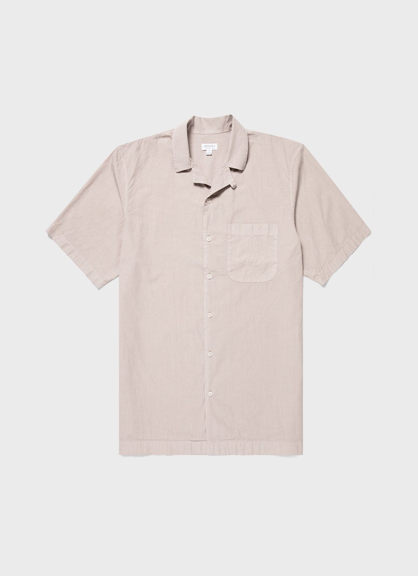 Mens Seersucker Camp Collar Shirt In Light Sand Msht2091 Brdv
