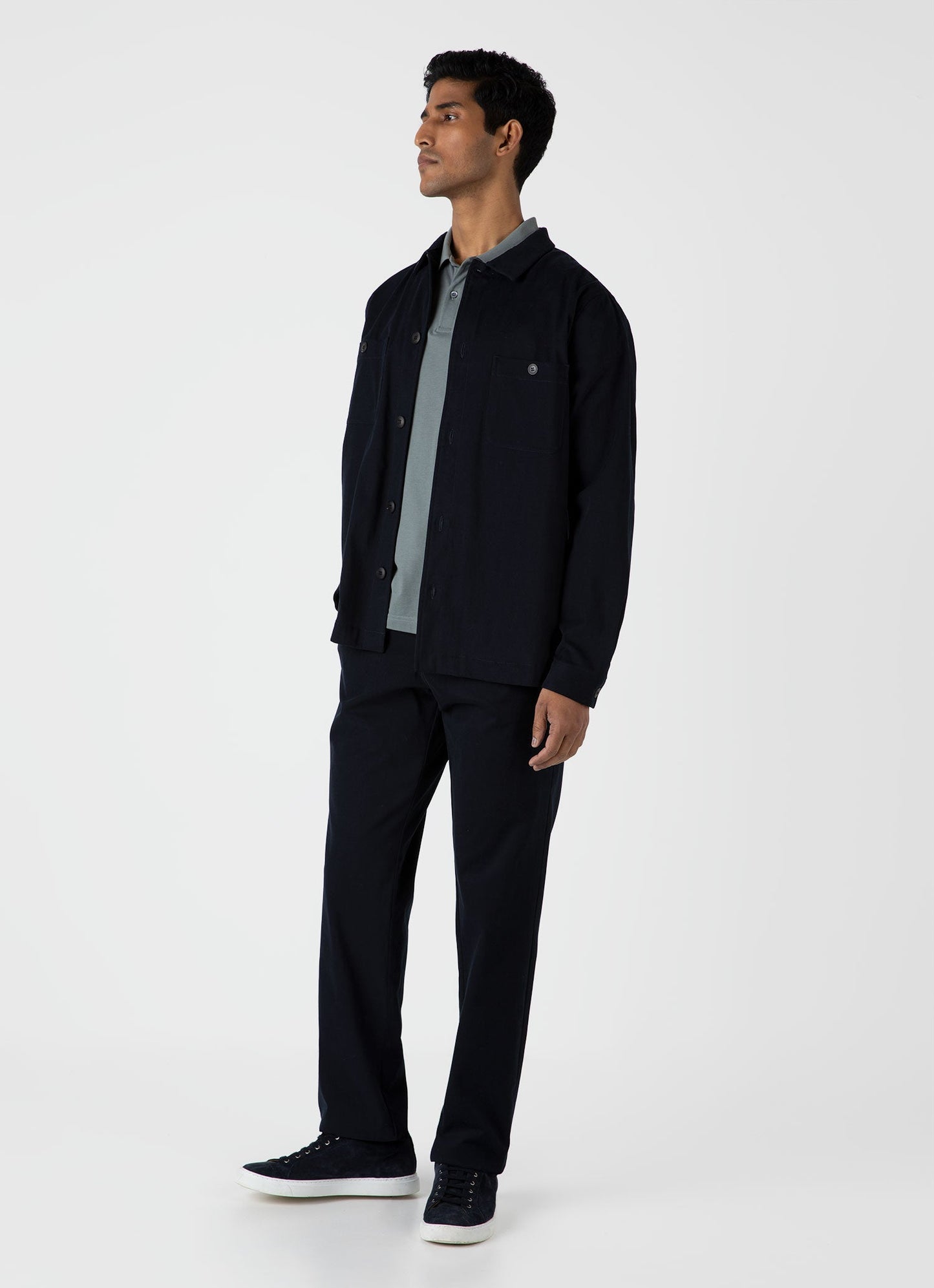 Mens Brushed Cotton Wool Overshirt In Navy Msht2094 Buaa