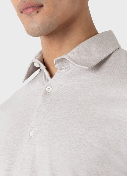 Mens Cotton Cashmere Pique Shirt In Putty Melange Msht2097 Whhs