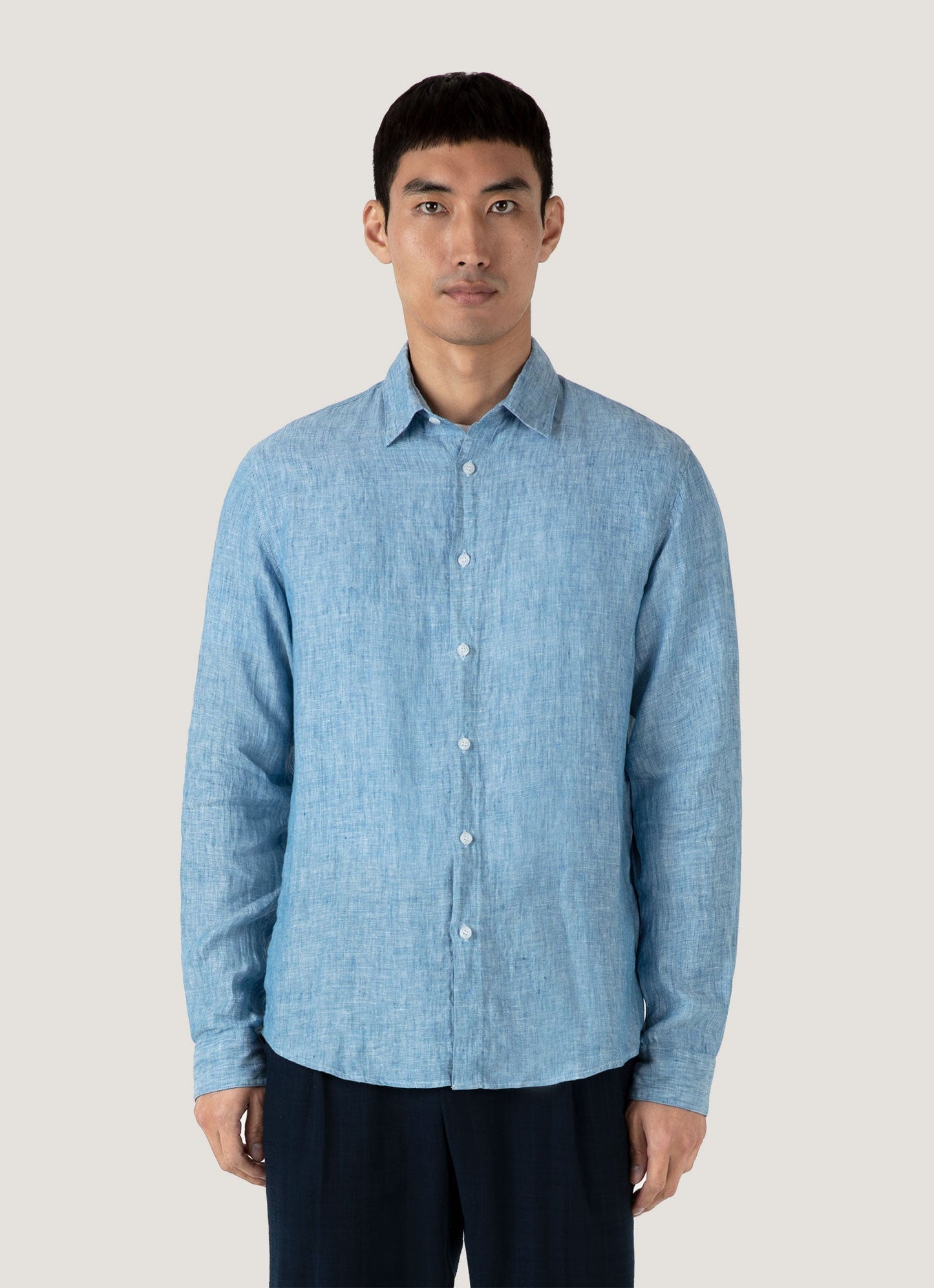 Mens Linen Shirt In Como Blue Msht2106 Buvp