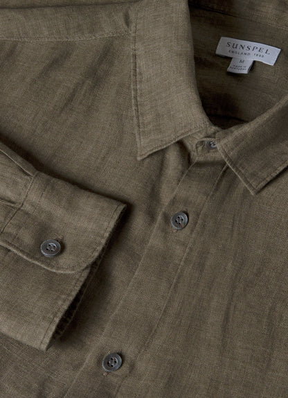 Mens Linen Shirt In Dusk Green Msht2106 Gnij
