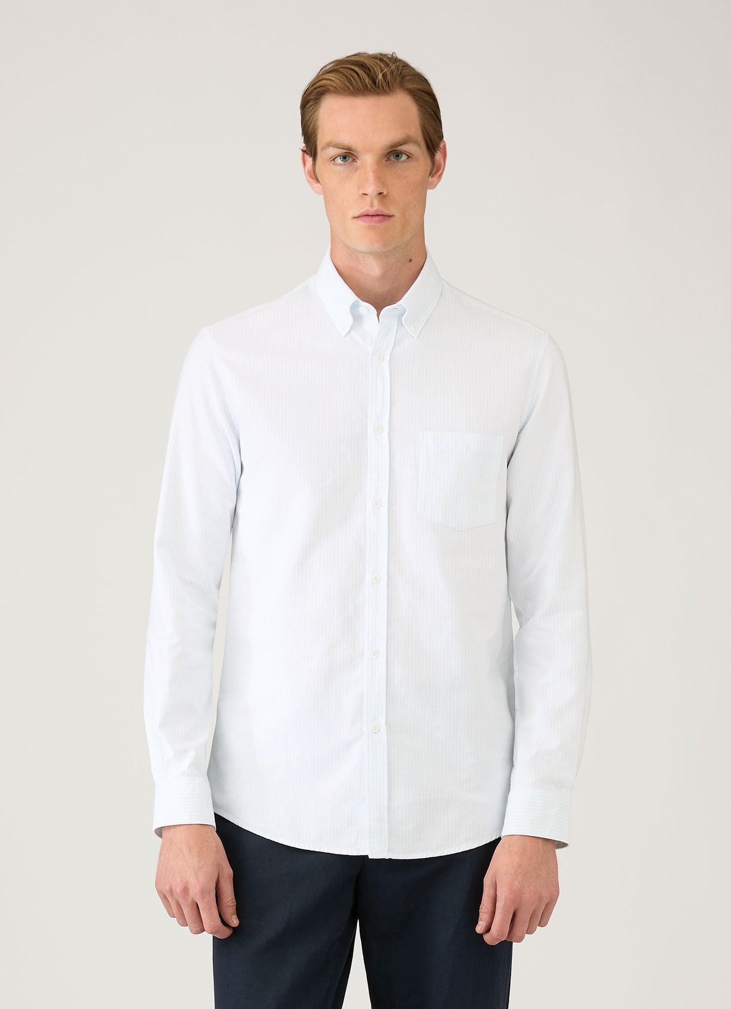 Men's Button Down Oxford Shirt in Light Blue/White