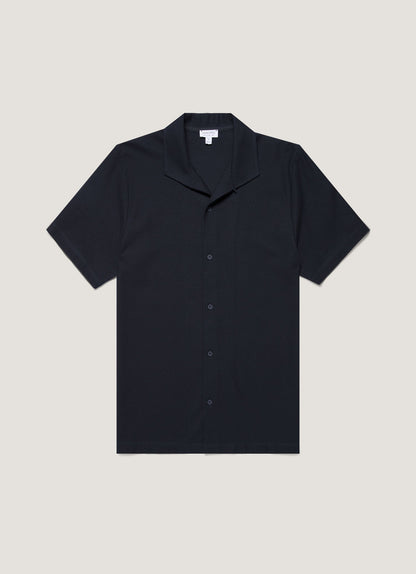 Mens Short Sleeve Textured Jersey Shirt In Midnight Navy Msht2109 Buvn