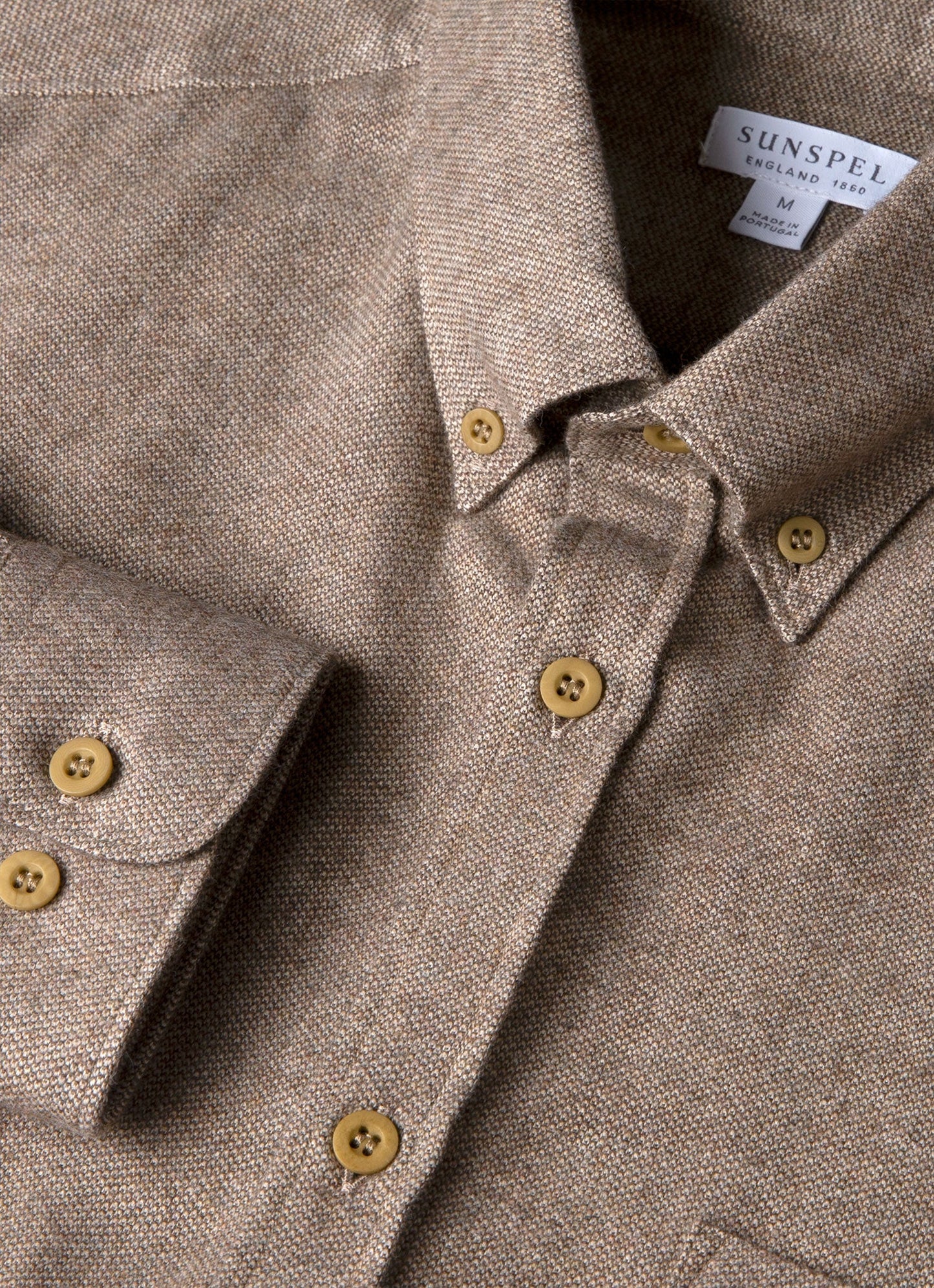 Mens Brushed Cotton Shirt In Light Brown Melange Msht2135 Brgn