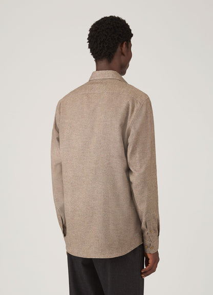 Mens Brushed Cotton Shirt In Light Brown Melange Msht2135 Brgn