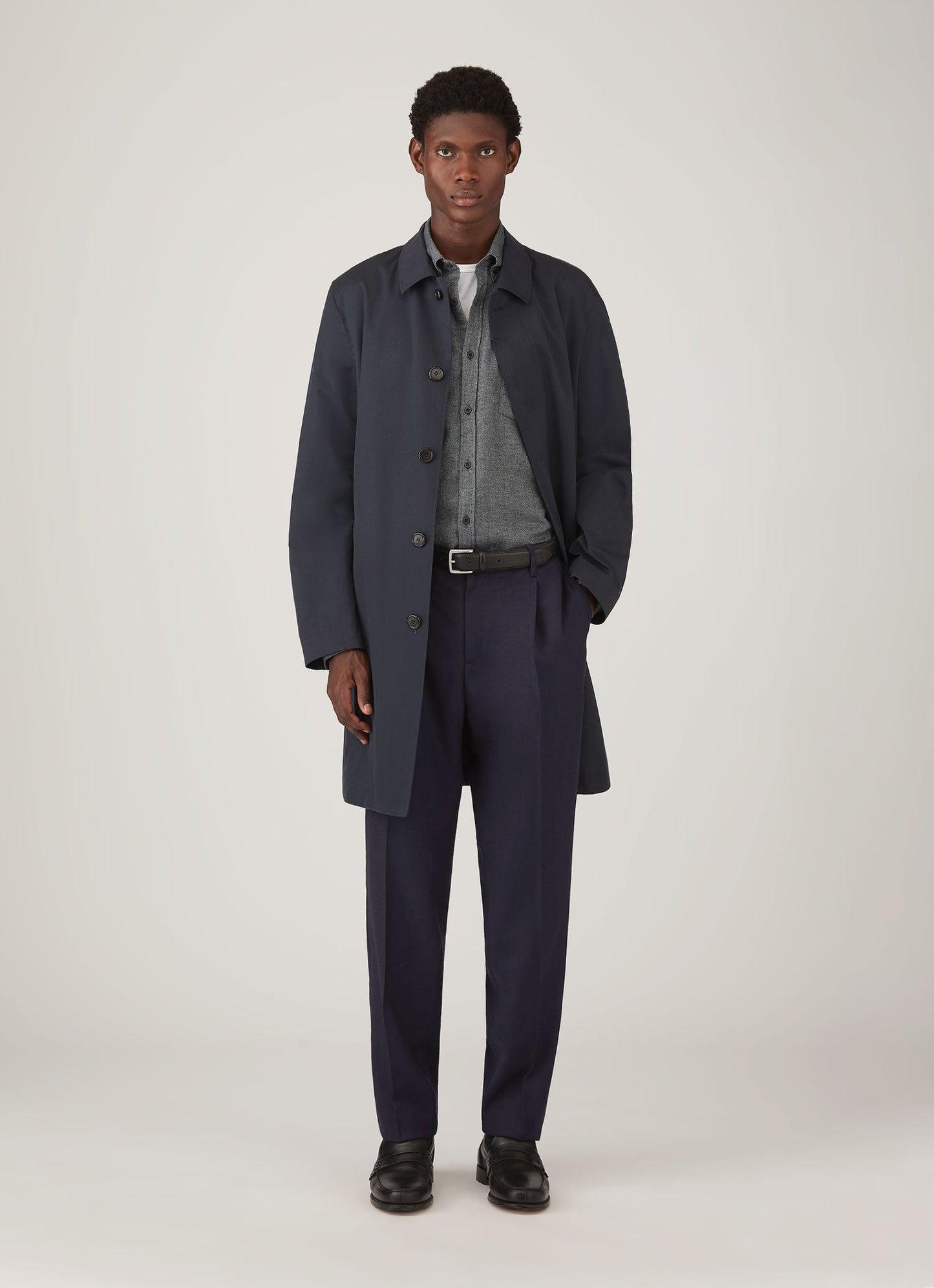 Mens Brushed Cotton Shirt In Charcoal Melange Msht2135 Gyad