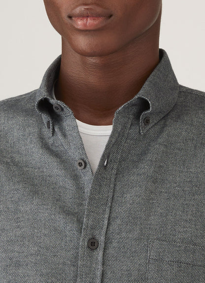 Mens Brushed Cotton Shirt In Charcoal Melange Msht2135 Gyad