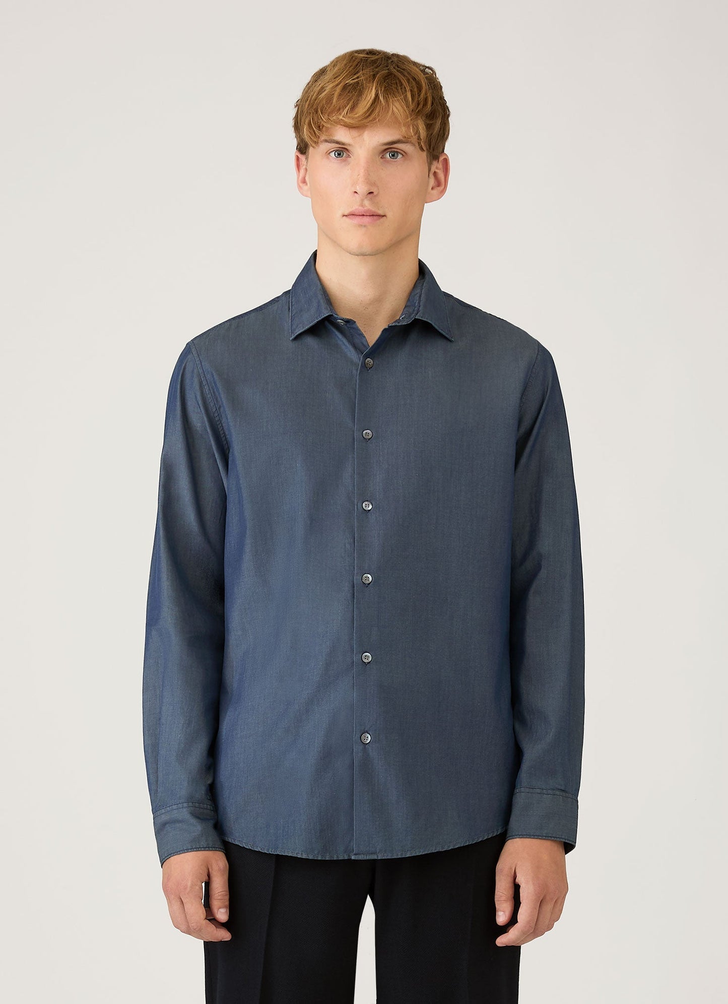 Mens Sea Island Cotton Shirt In Indigo Msht2150 Buad