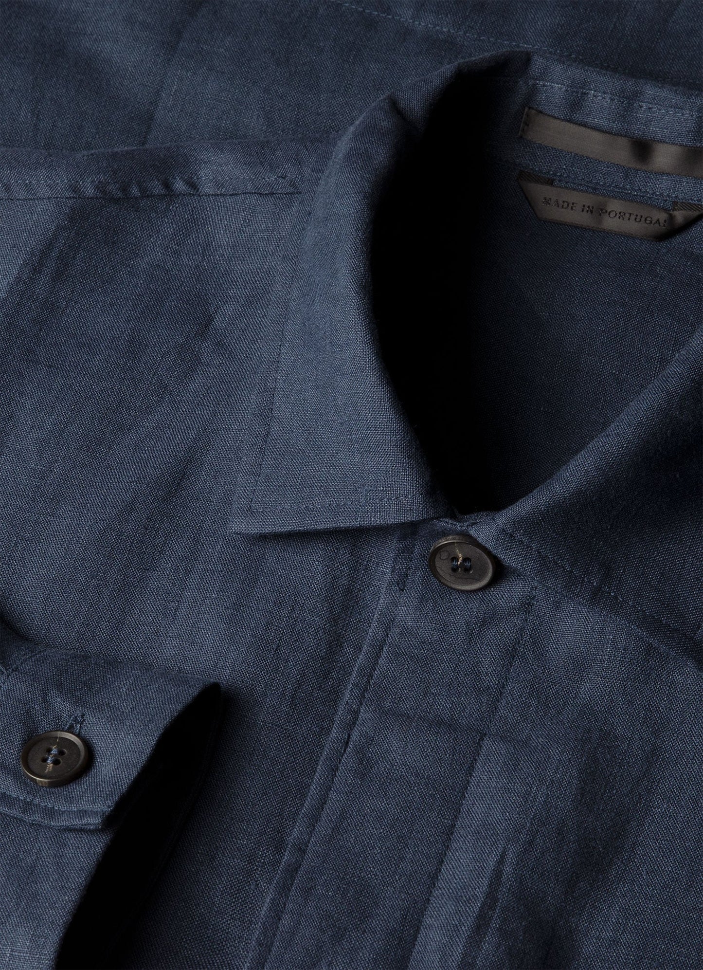 Mens Linen Overshirt In Light Navy Msht2152 Buaf