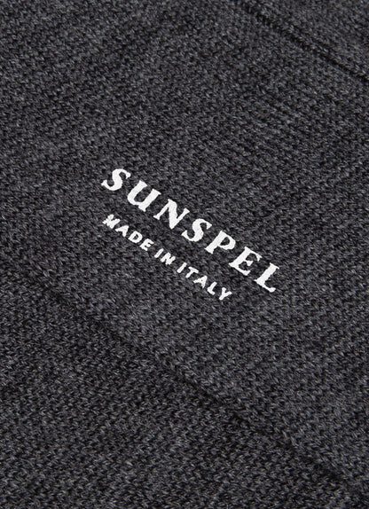 Mens Merino Wool Ribbed Sock In Charcoal Melange Msoc9489 Gyad