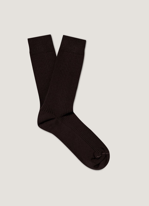 Mens Cotton Ribbed Socks In Truffle Msoc9479 Brgd