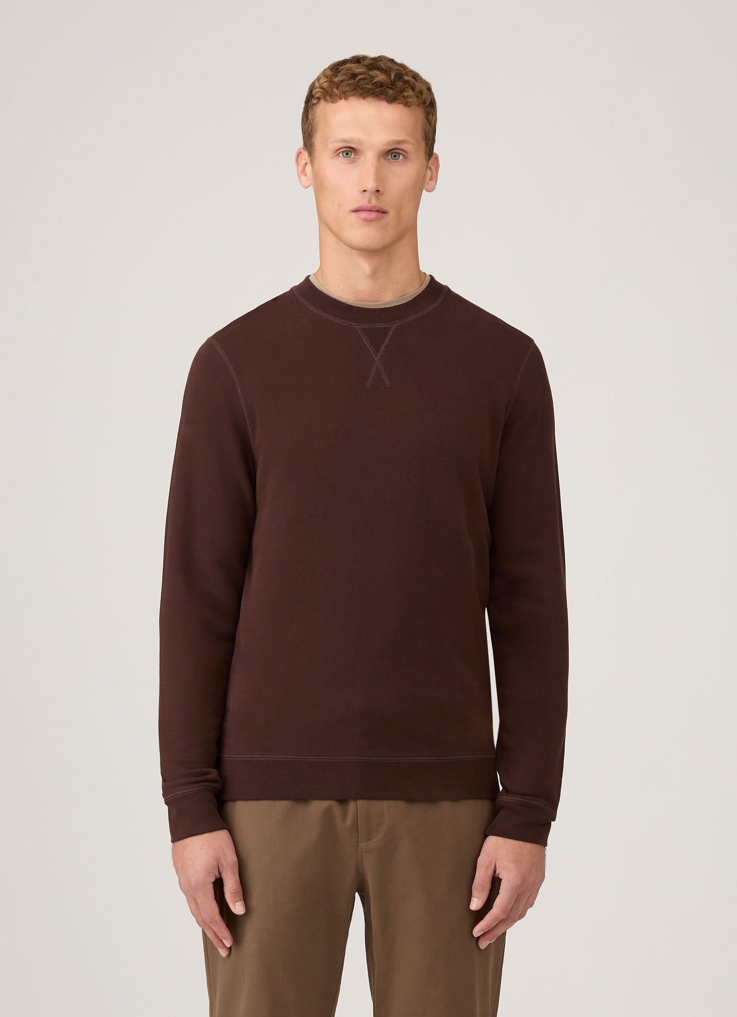 Mens Loopback Sweatshirt In Truffle Mswe1516 Brgd