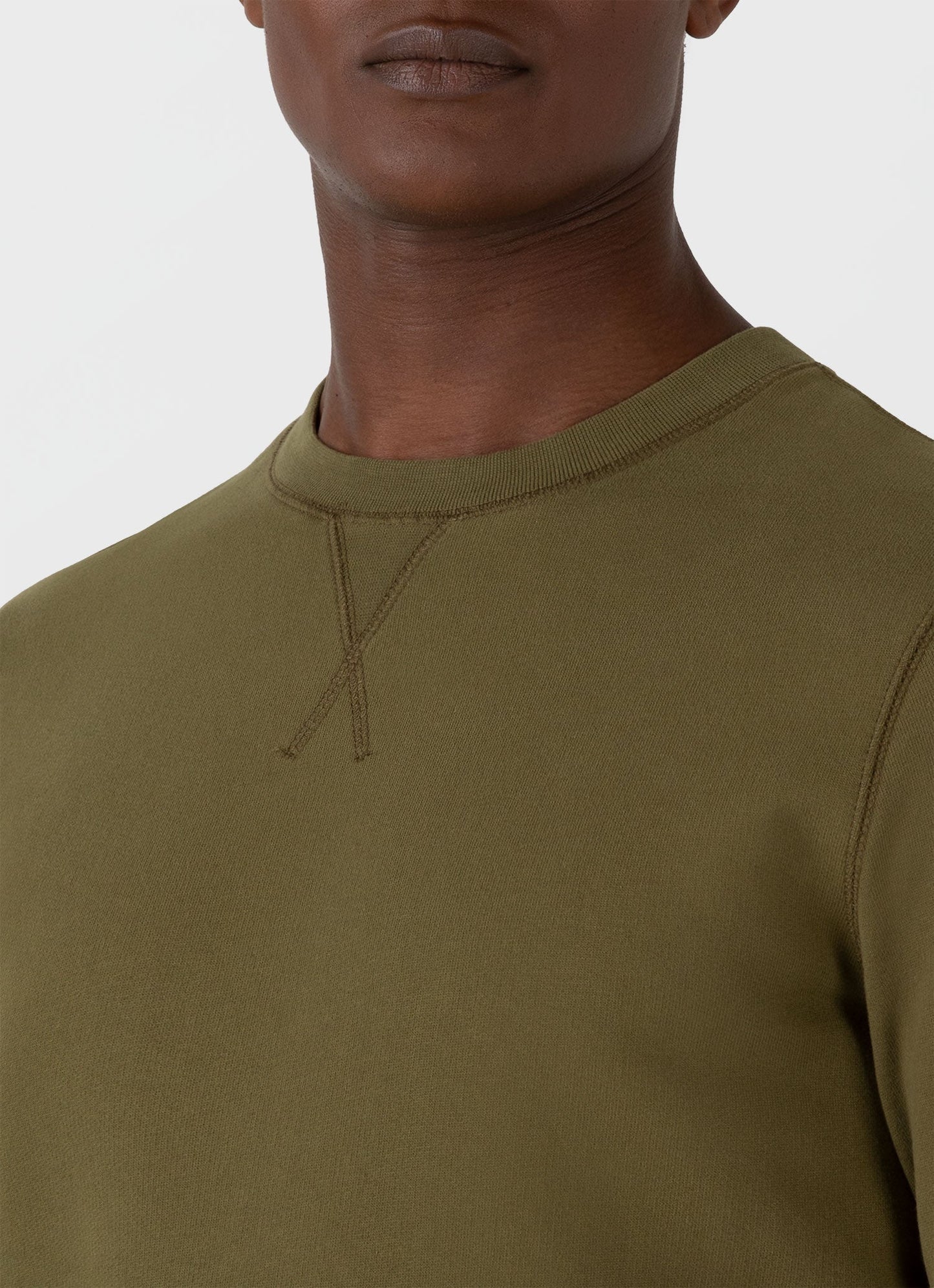 Mens Loopback Sweatshirt In Olive Green Mswe1516 Gnia