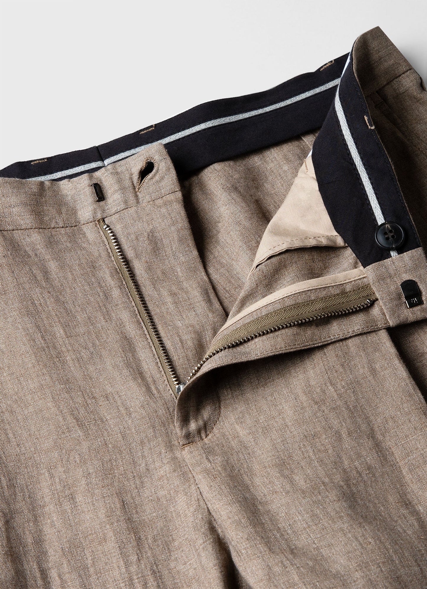 Mens Pleated Linen Trouser In Dark Sand Mtrs3049 Brey