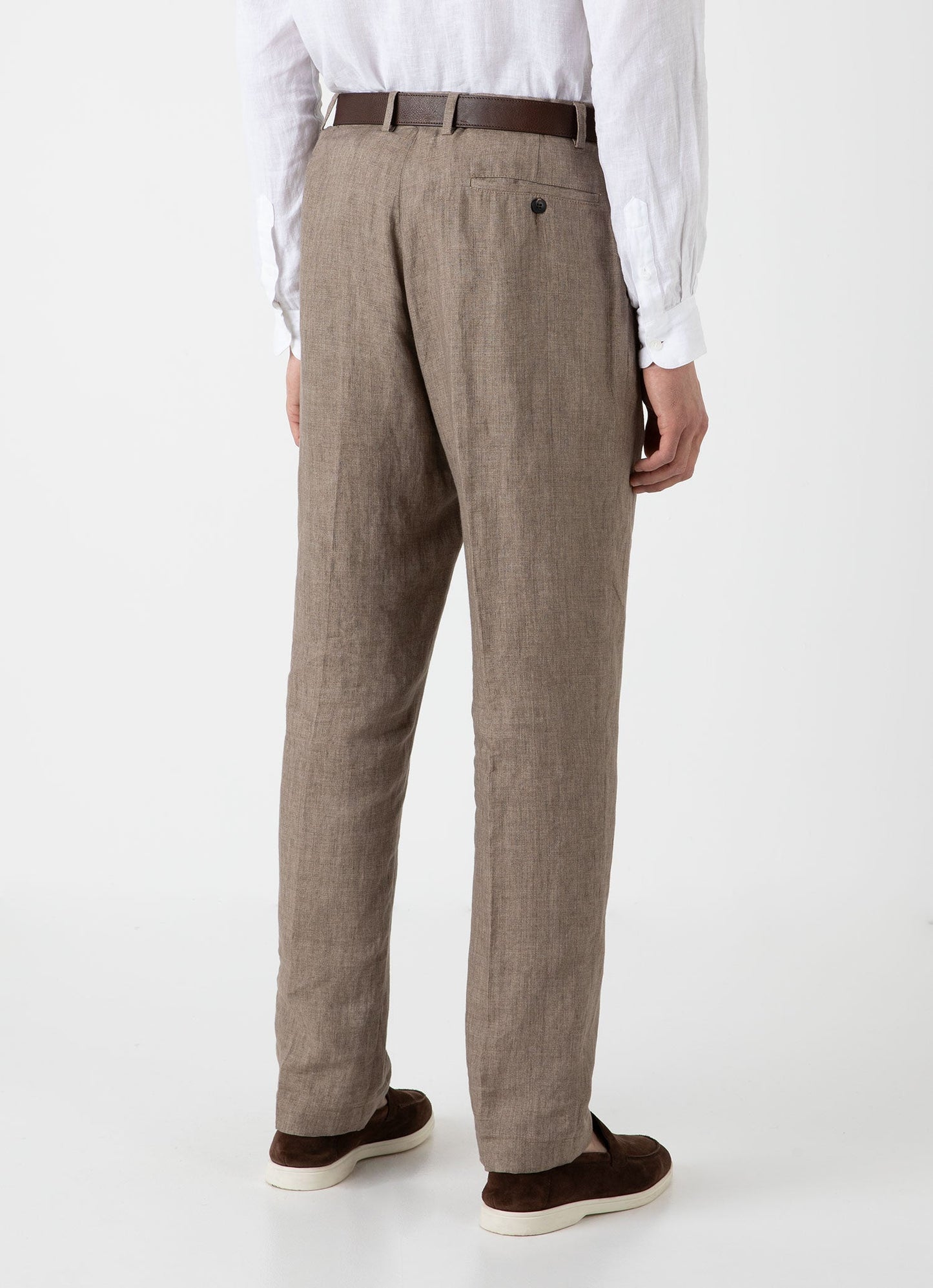 Mens Pleated Linen Trouser In Dark Sand Mtrs3049 Brey