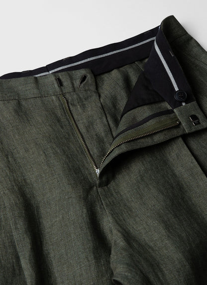 Mens Pleated Linen Trouser In Light Khaki Mtrs3049 Gnht