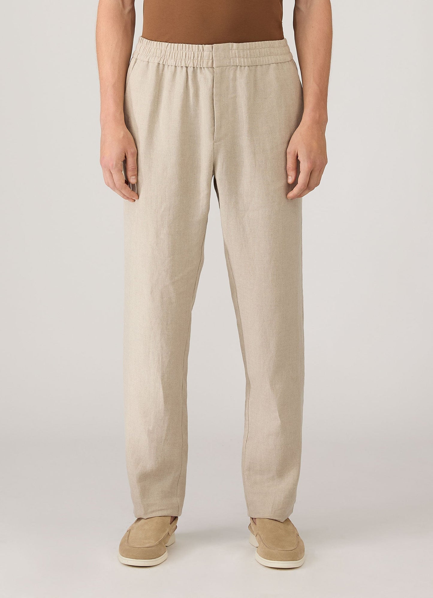 Mens Linen Drawstring Trouser In Sand Mtrs3092 Brbd