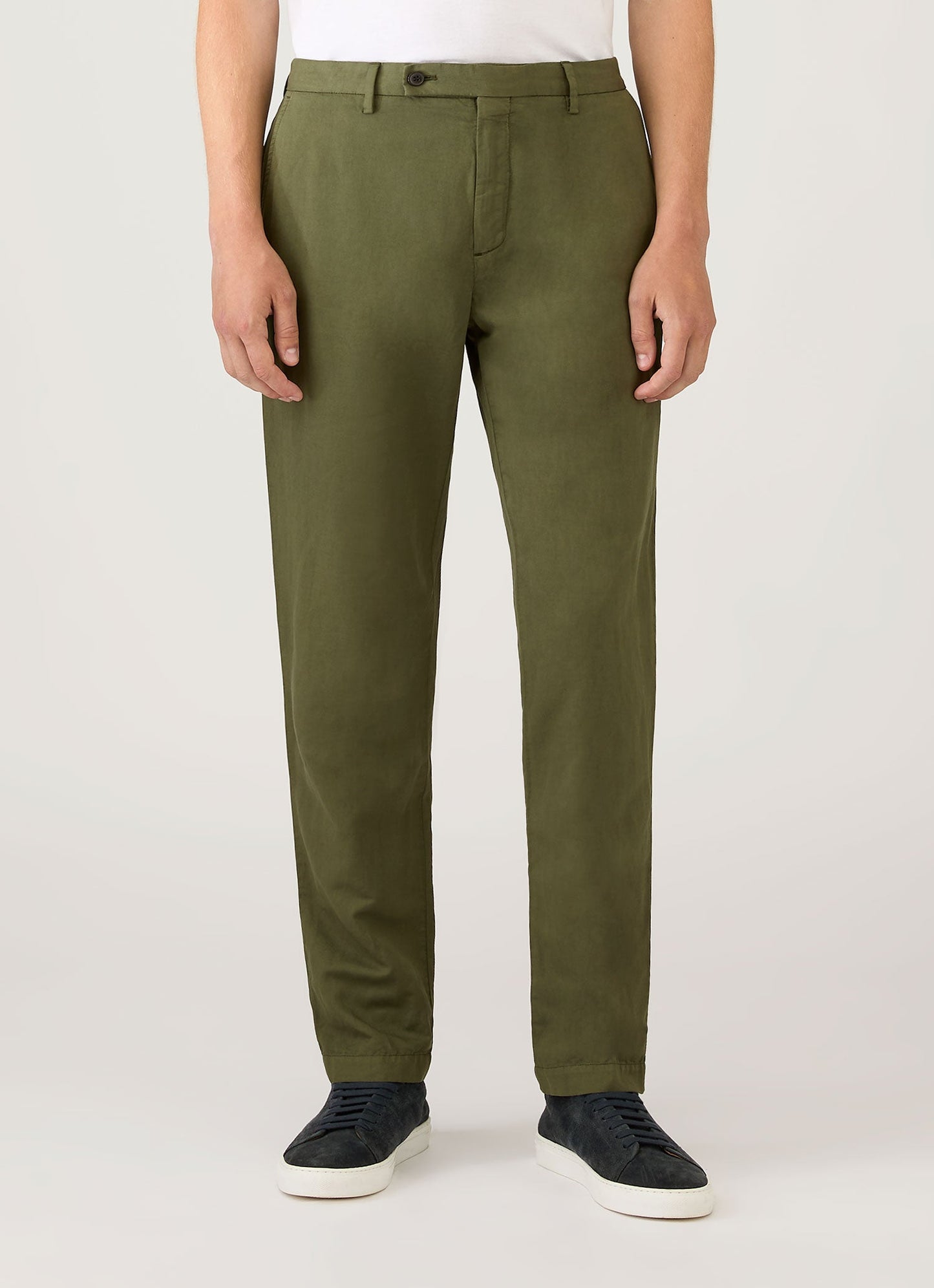 Mens Cotton Linen Trouser In Deep Olive Mtrs3136 Gniz