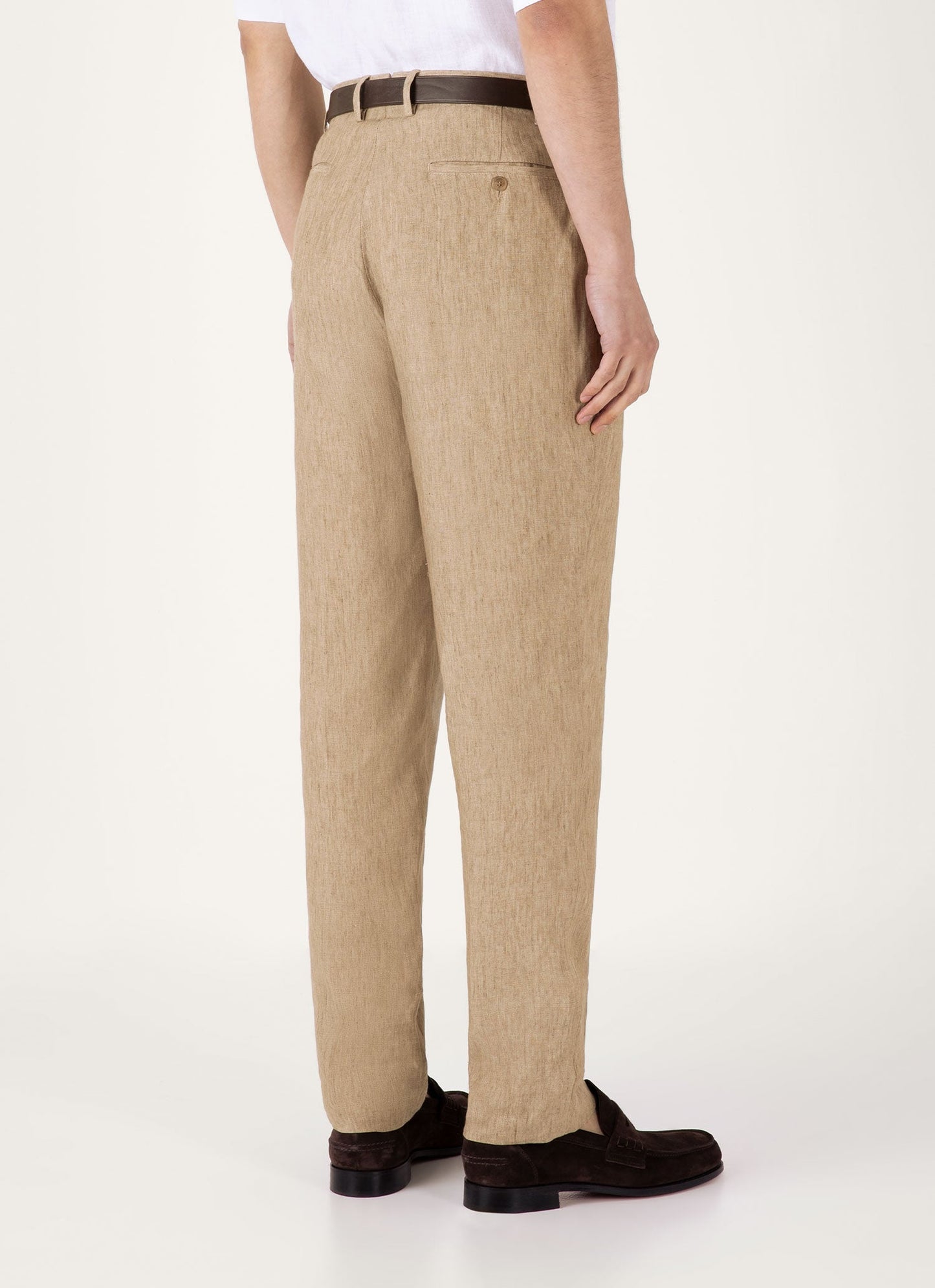 Mens Pleated Linen Trouser In Dune Melange Mtrs3115 Brga