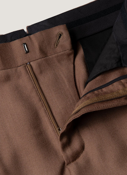 Mens Pleated Wool Twill Trouser In Light Brown Mtrs3122 Brdb