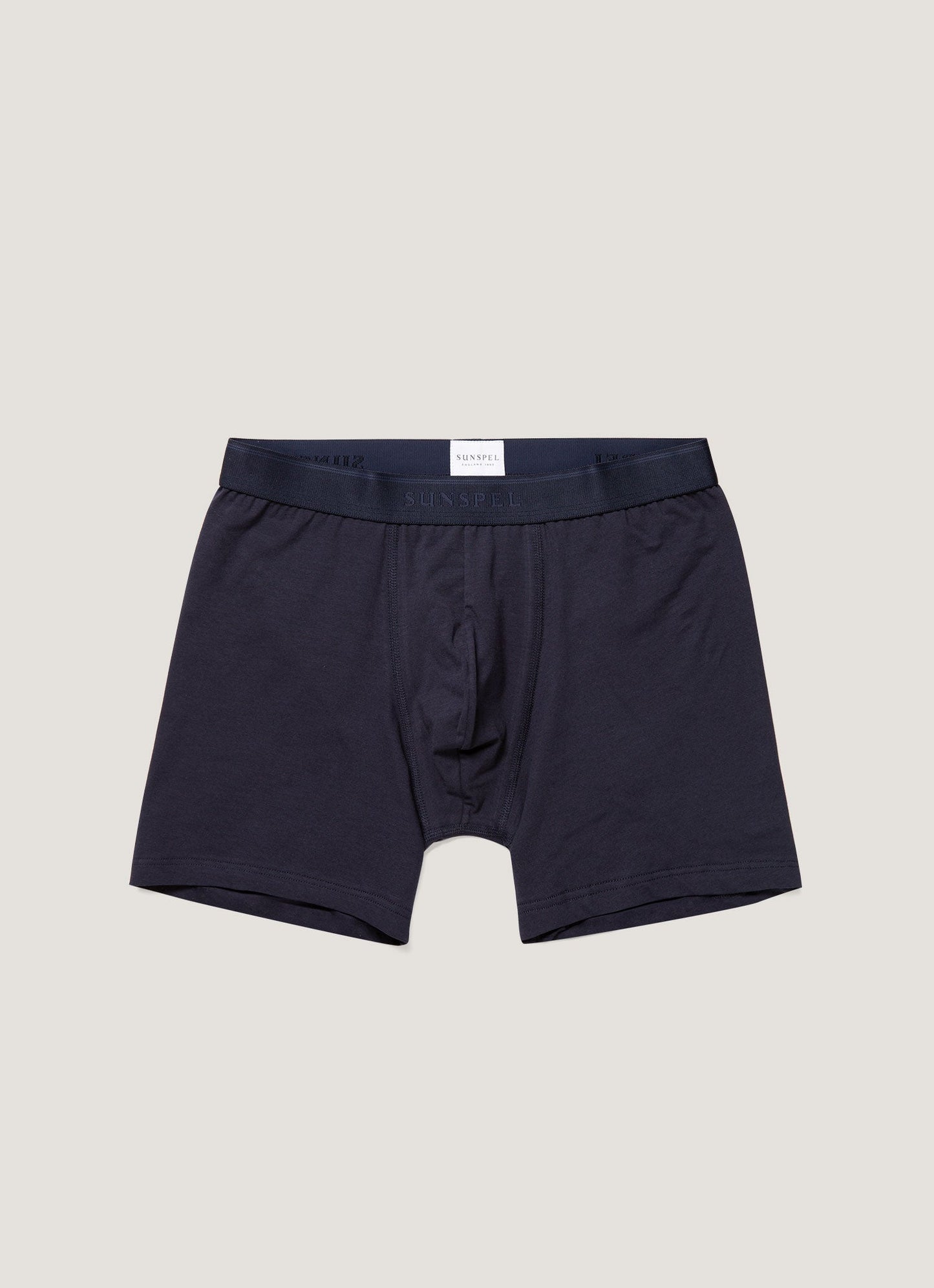 Mens Long Leg Stretch Cotton Trunks In Navy