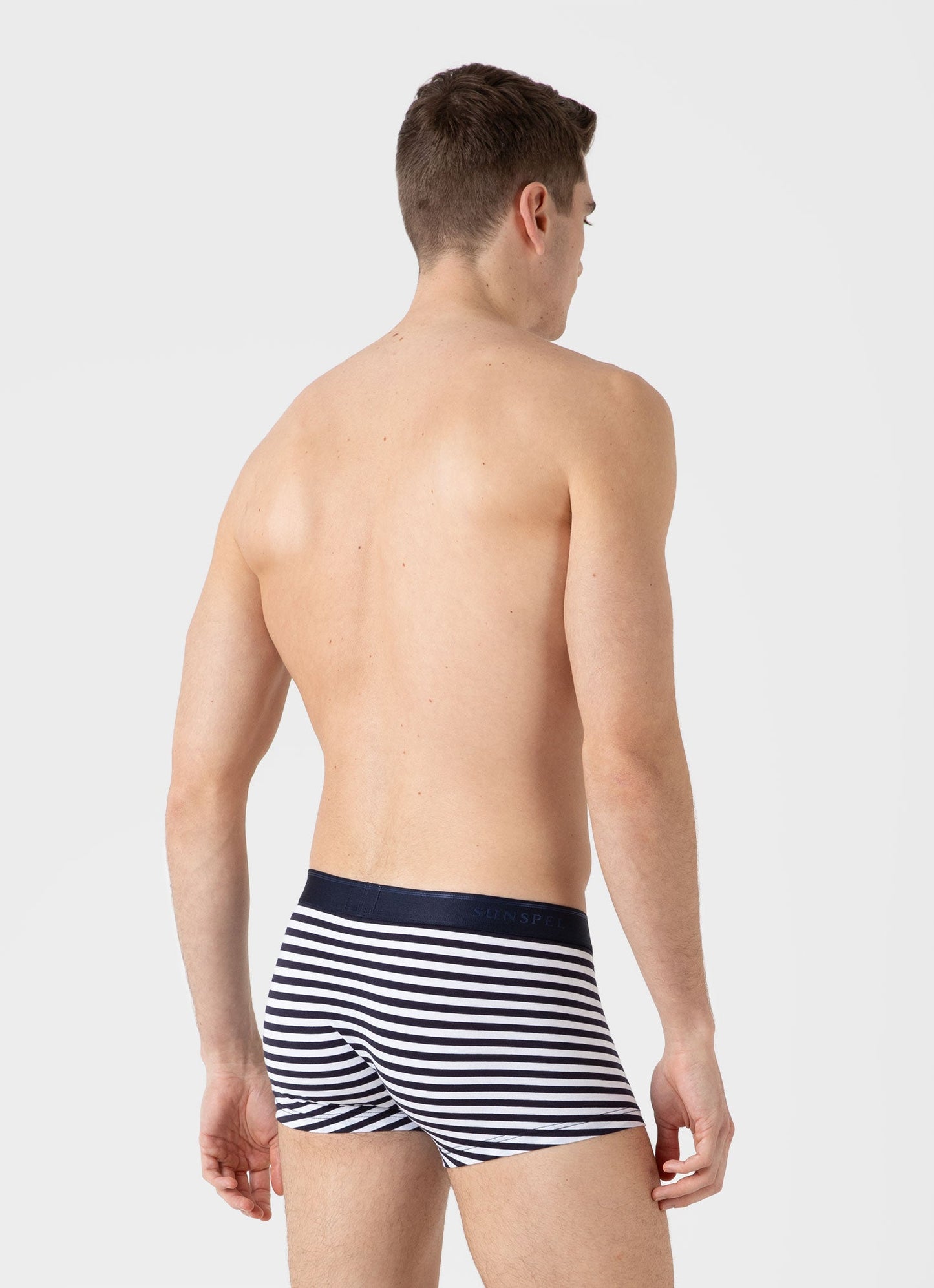 Mens Stretch Cotton Trunks In White Navy Mtru4615Ses Stml