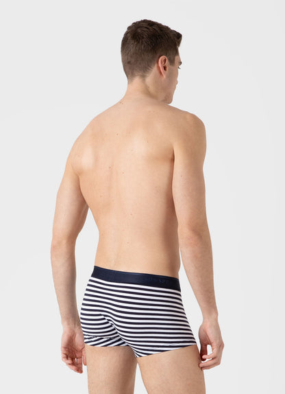 Mens Stretch Cotton Trunks In White Navy Mtru4615Ses Stml
