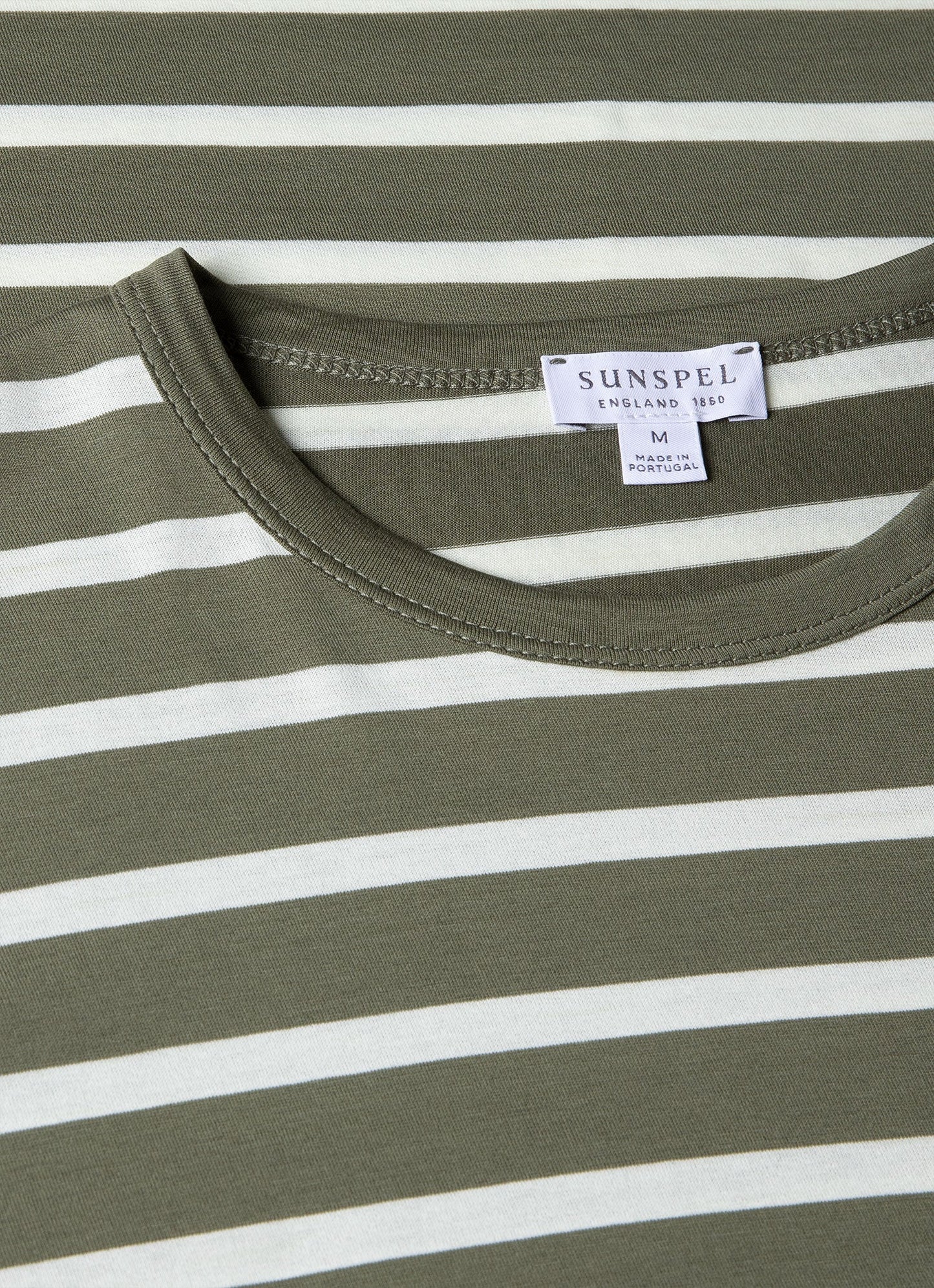 Mens Classic Tshirt In Khaki Ecru Breton Stripe Mtsh0001Brs Stlm