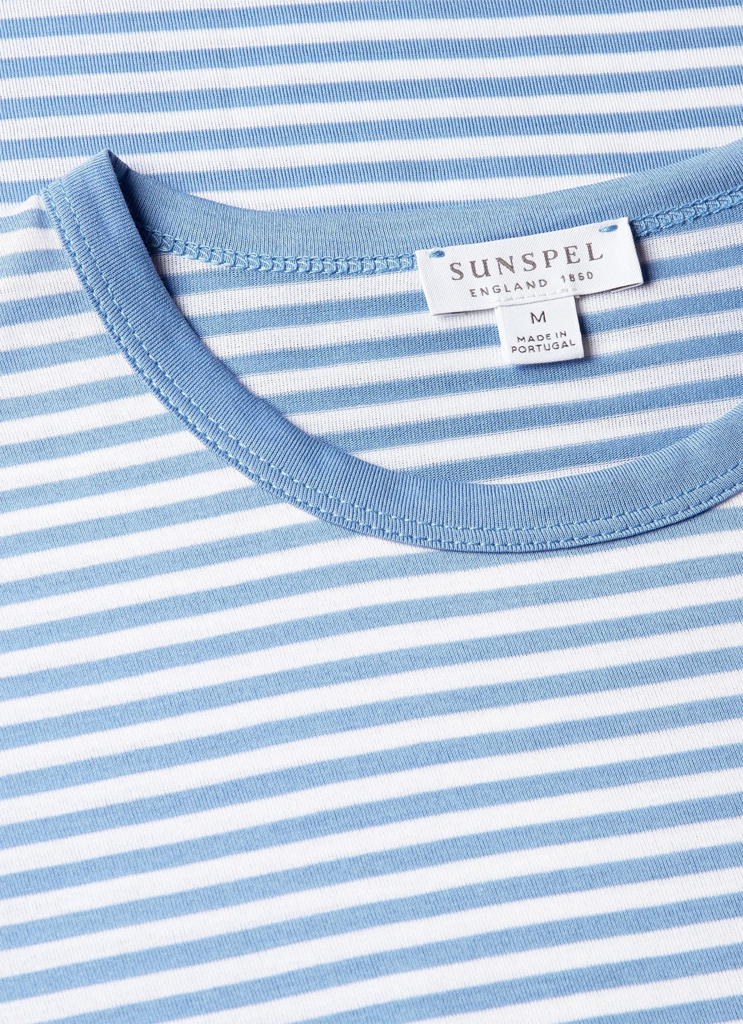 Mens Classic Tshirt In White Azure Blue English Stripe Mtsh0001Es Stoe