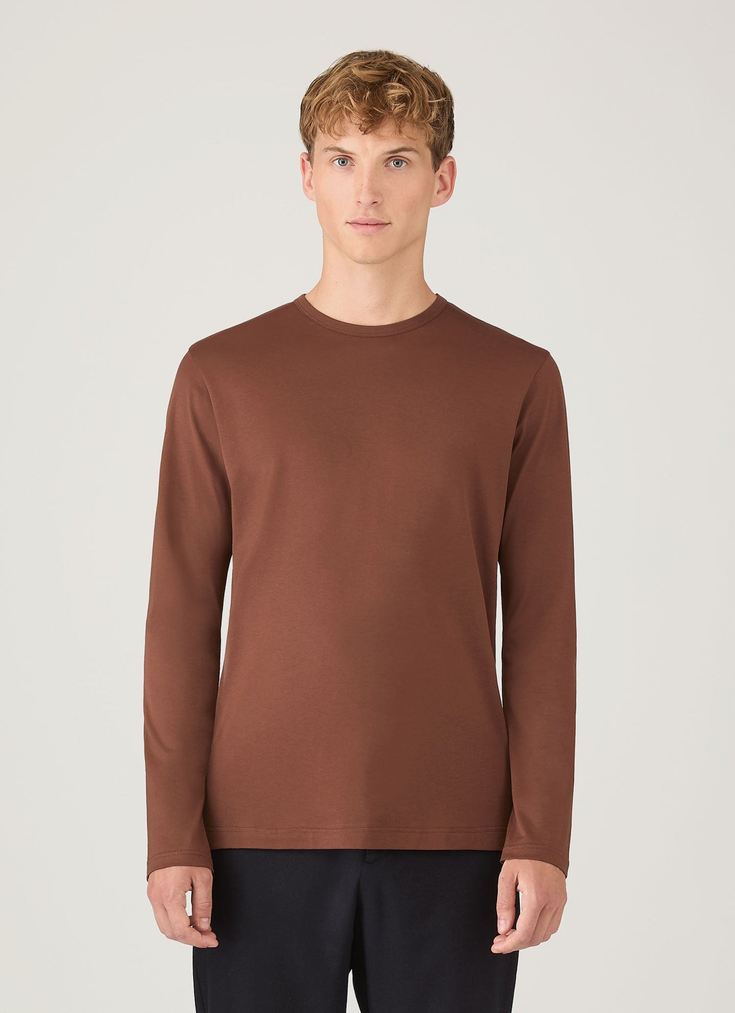 Mens Long Sleeve Classic Tshirt In Conker Brown Mtsh0003 Brgl