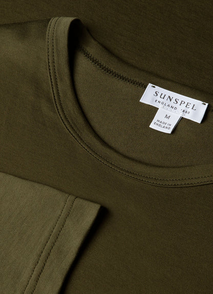 Mens Long Sleeve Classic Tshirt In Deep Olive Mtsh0003 Gniz