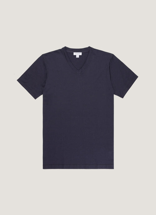 Mens Riviera V Neck T Shirt In Navy