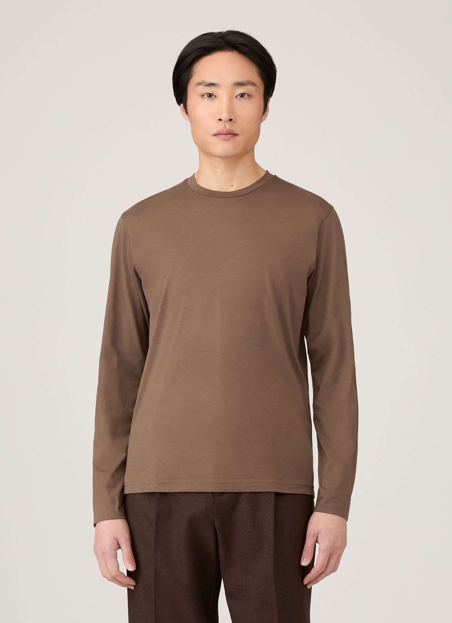 Mens Long Sleeve Riviera Midweight Tshirt In Bark Mtsh0136S Brgc