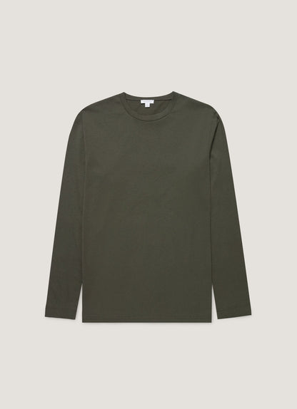 Mens Long Sleeve Riviera Midweight Tshirt In Dark Green Mtsh0136S Gnin