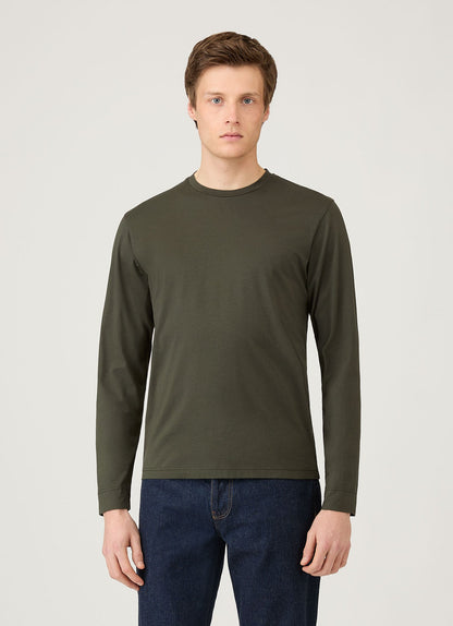 Mens Long Sleeve Riviera Midweight Tshirt In Dark Green Mtsh0136S Gnin